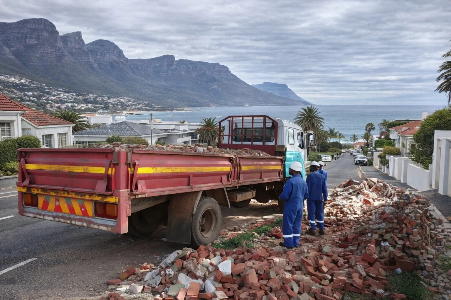Rubble removal crew at work in Cape Town