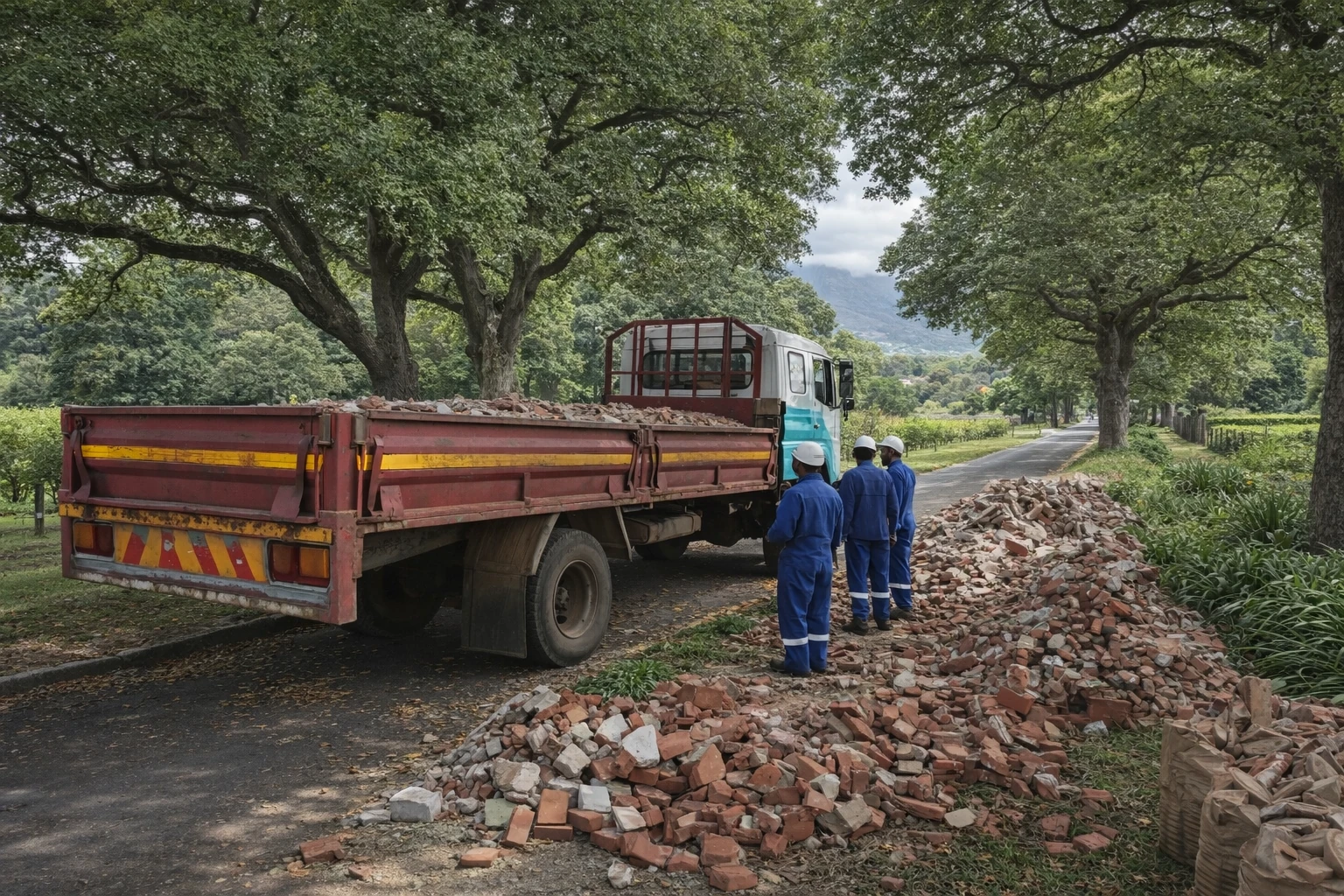 Rubble removal crew at work in Cape Town
